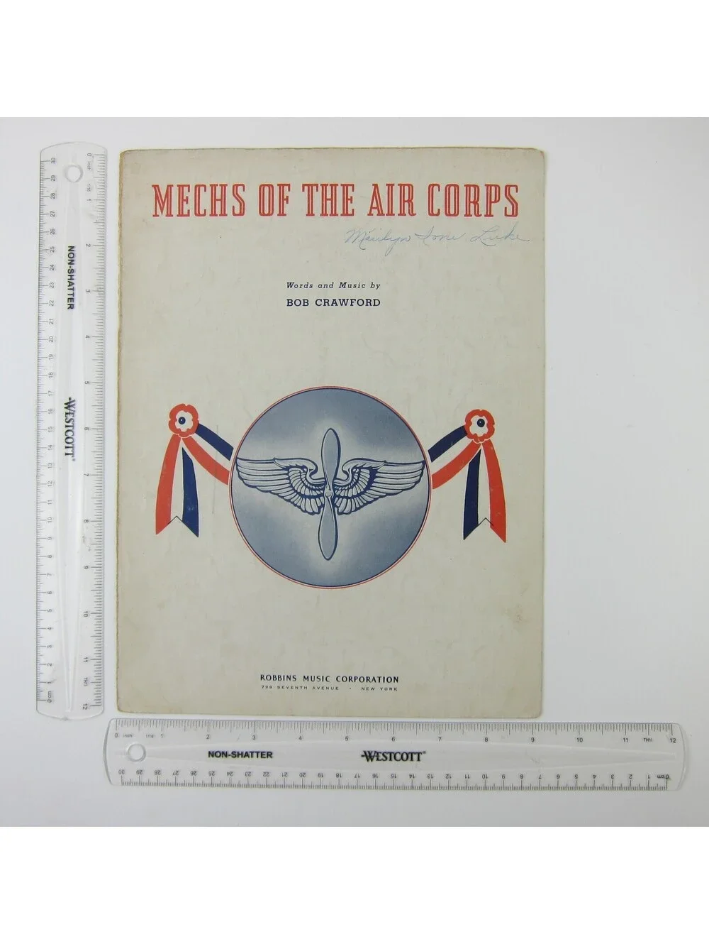 Sheet Music Mechs of the Air Force US Military Song Robert Crawford Vintage 1942